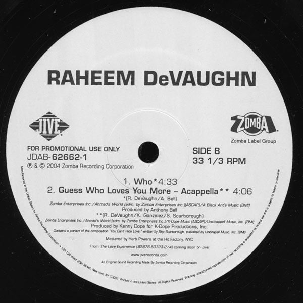 Raheem DeVaughn : Guess Who Loves You More (12", Single, Promo)