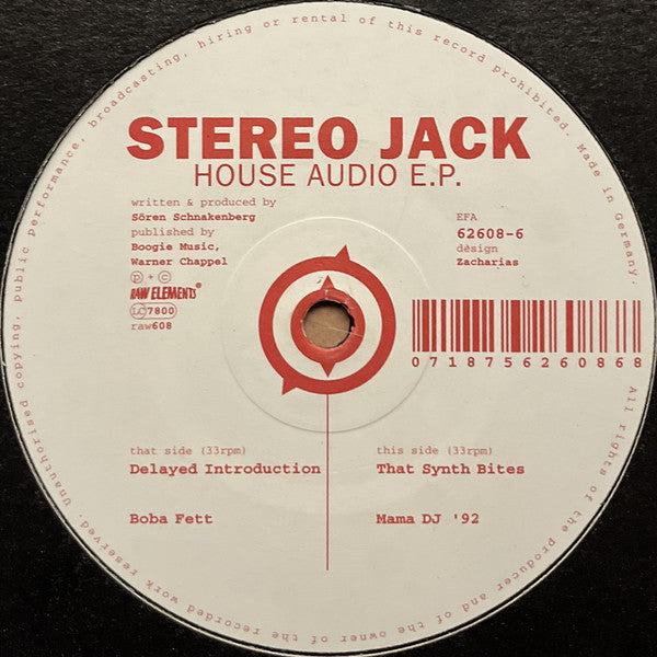 Stereo Jack : House Audio E.P. (12", EP)