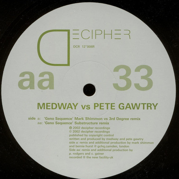 Medway vs Pete Gawtry* : Geno Sequence (Remixes) (12")