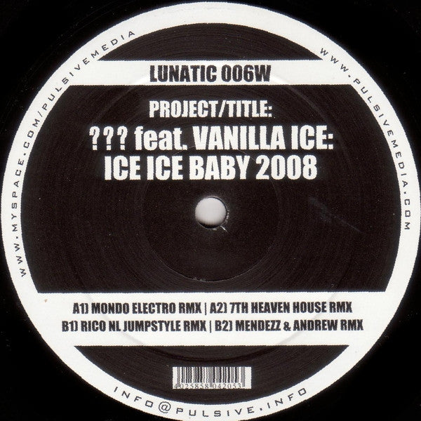ReAnimator (3) & Big Daddi Feat. Vanilla Ice : Ice Ice Baby 2008 (12")