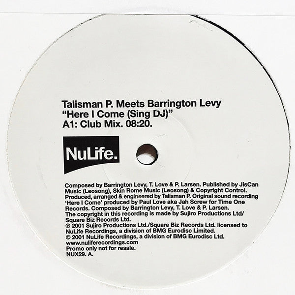 Talisman P. Meets Barrington Levy : Here I Come (Sing DJ) (12", Promo)