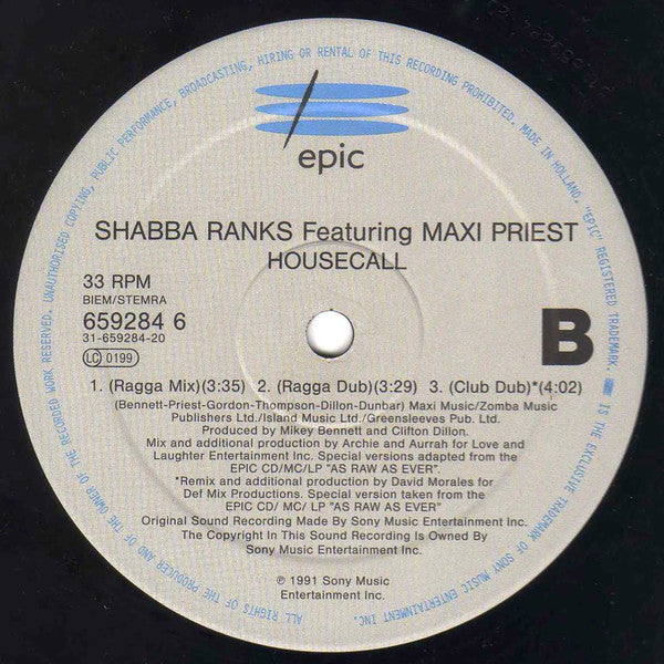 Shabba Ranks Featuring Maxi Priest : Housecall (12")