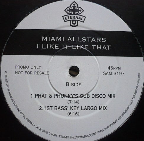 Miami Allstars* : I Like It Like That (12", Promo)