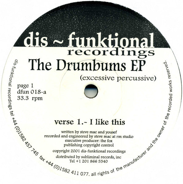Steve Mac & Yousef : The Drumbums EP (12", EP)