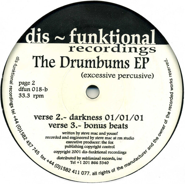 Steve Mac & Yousef : The Drumbums EP (12", EP)