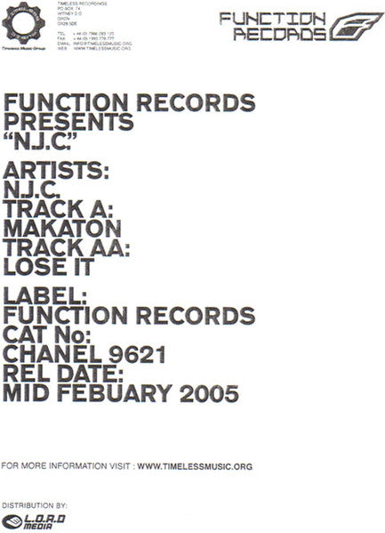 NJC : Makaton / Lose It (12", Whi)