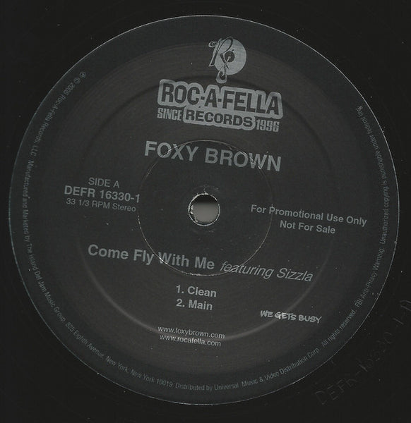 Foxy Brown Feat. Sizzla : Come Fly With Me (12", Promo)