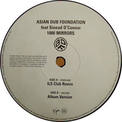 Asian Dub Foundation Feat Sinead O'Connor* : 1000 Mirrors (12", Promo)