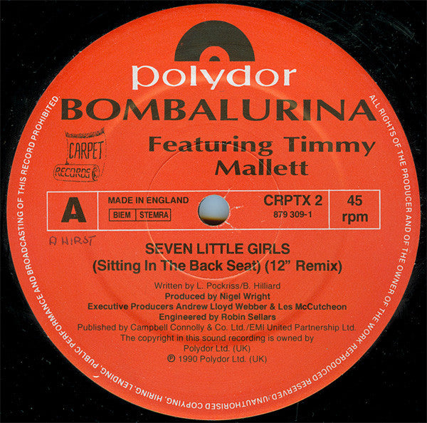 Bombalurina Featuring Timmy Mallett : Seven Little Girls (12")