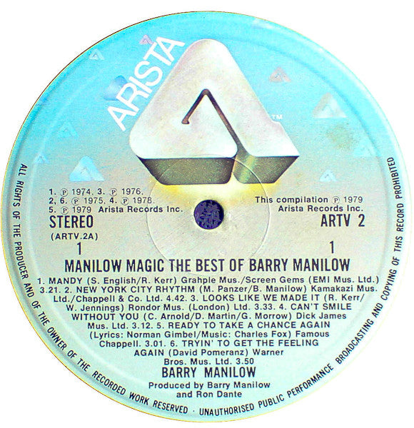 Barry Manilow : Manilow Magic (The Best Of Barry Manilow) (LP, Comp)