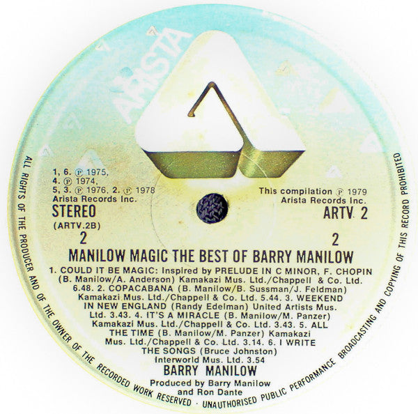 Barry Manilow : Manilow Magic (The Best Of Barry Manilow) (LP, Comp)