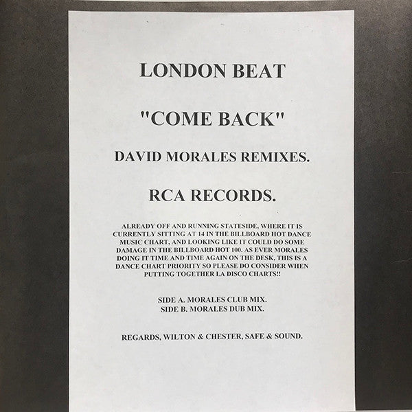 Londonbeat : Come Back (12", Promo)