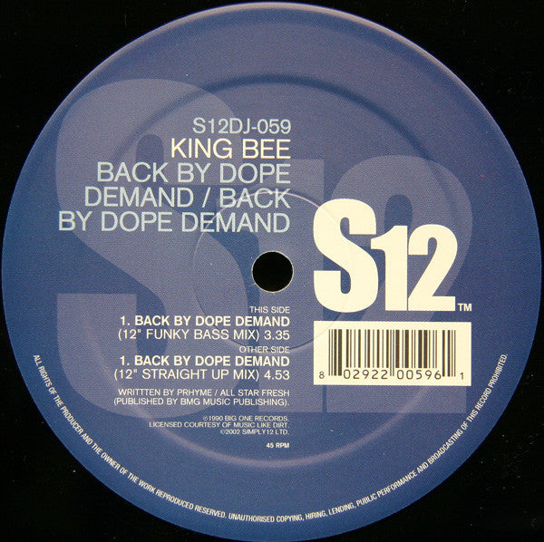 King Bee : Back By Dope Demand (12", RE)