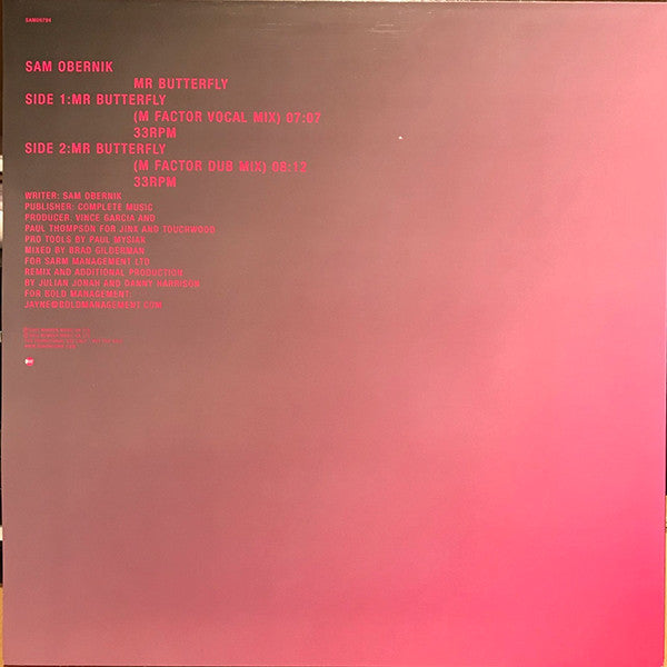 Sam Obernik : Mr Butterfly (12", Promo)