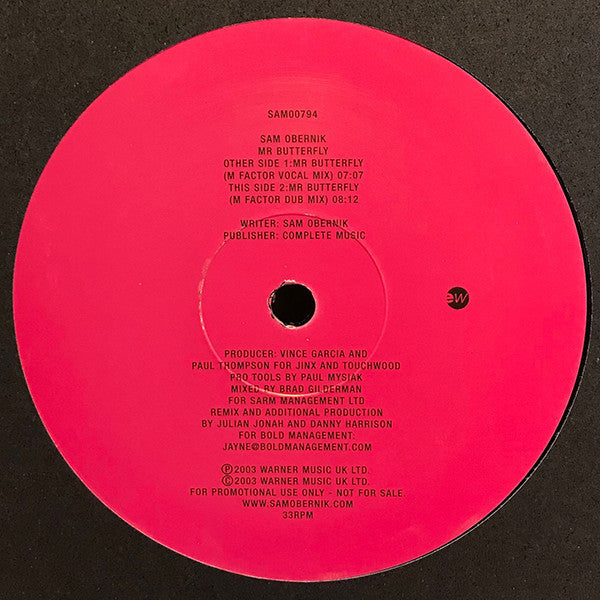 Sam Obernik : Mr Butterfly (12", Promo)