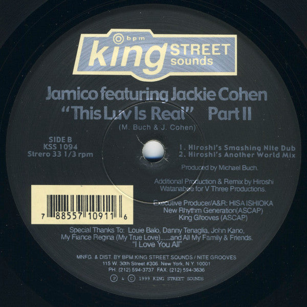 Jamico Featuring Jackie Cohen : This Luv Is Real (Part II) (12")