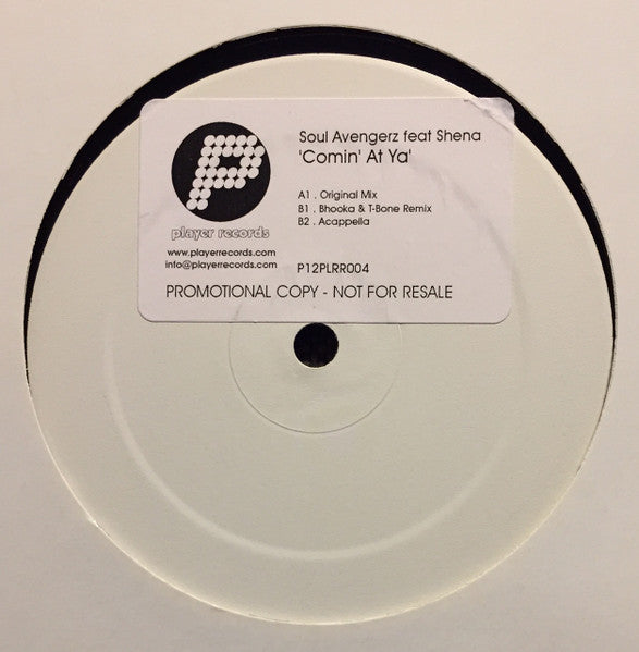 Soul Avengerz Feat. Shena : Comin' At Ya (12", Promo, W/Lbl)
