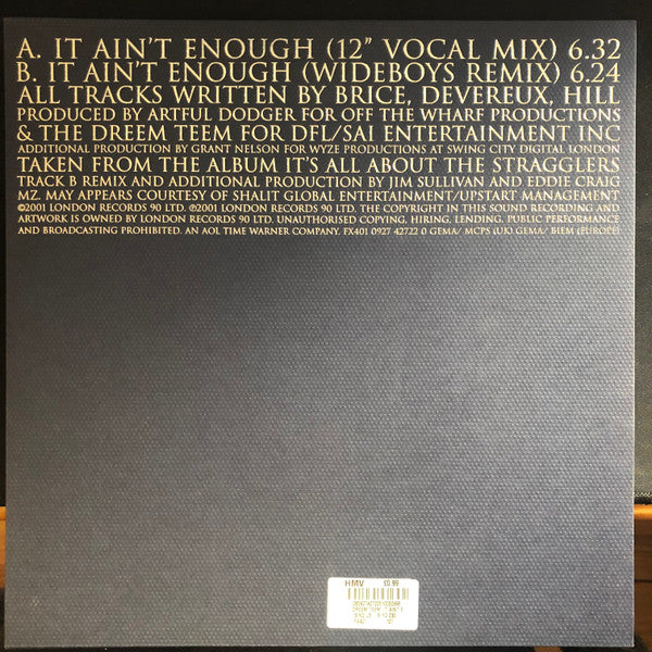 Dreem Teem Vs Artful Dodger Featuring MZ May & MC Alistair : It Ain't Enough (12")