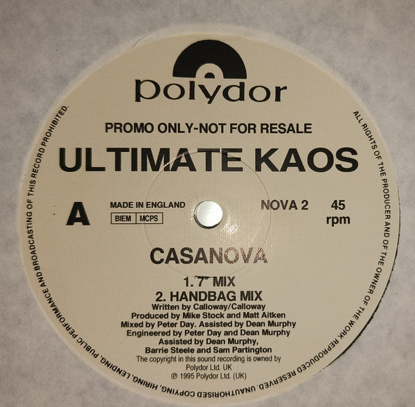 Ultimate Kaos : Casanova (12", Promo)