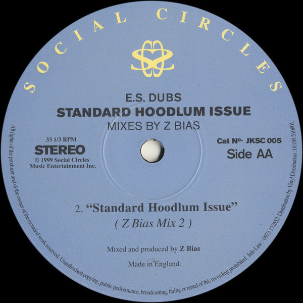 E.S. Dubs : Standard Hoodlum Issue (Mixes By Z Bias) (12")