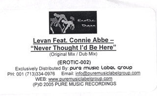 Levan Feat. Connie Abbe : Never Thought I'd Be Here (12", Promo, W/Lbl)