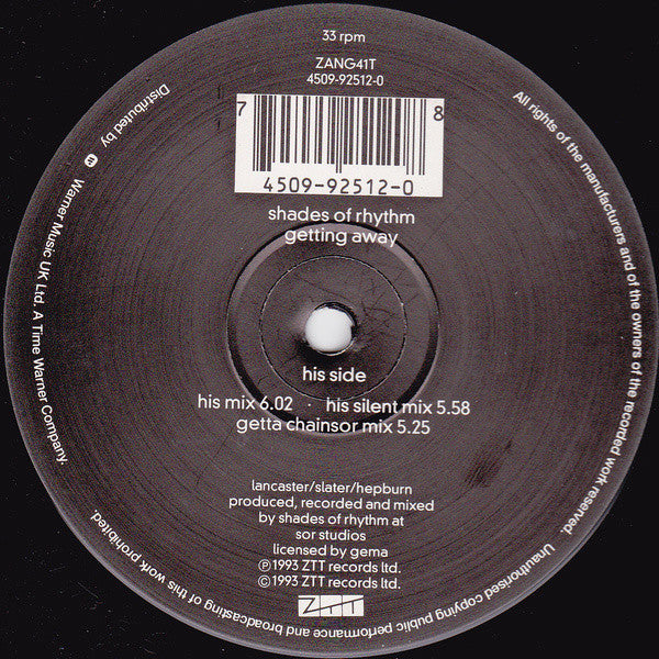 Shades Of Rhythm : Getting Away (12")