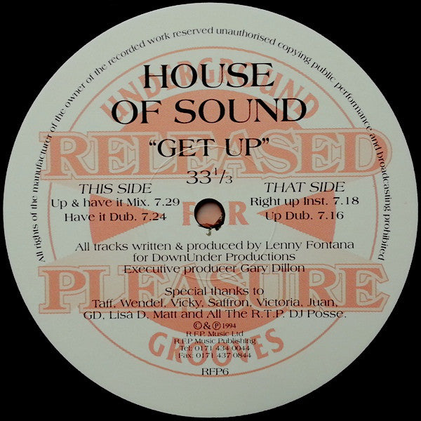 House Of Sound : Get Up (12")