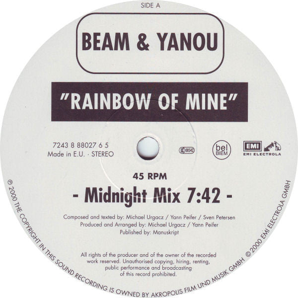 Beam & Yanou : Rainbow Of Mine (12", Maxi)