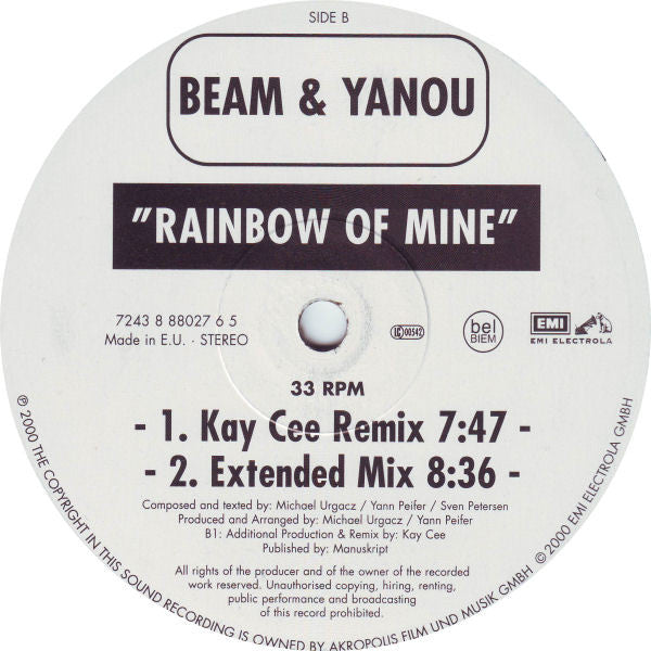 Beam & Yanou : Rainbow Of Mine (12", Maxi)