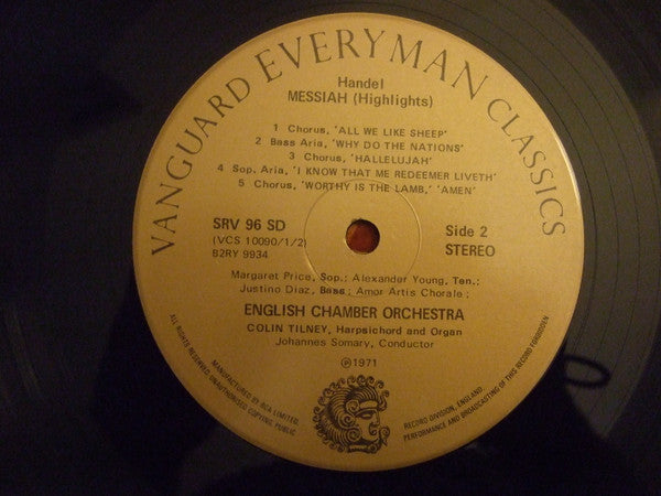 Georg Friedrich Händel, English Chamber Orchestra, Amor Artis Chorale : Highlights Of Messiah (LP)