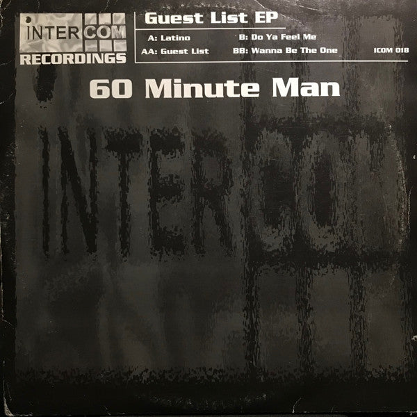 60 Minute Man : Guest List EP (2x12")