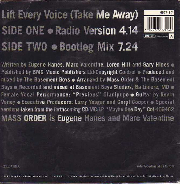 Mass Order : Lift Every Voice (Take Me Away) (7", Single)