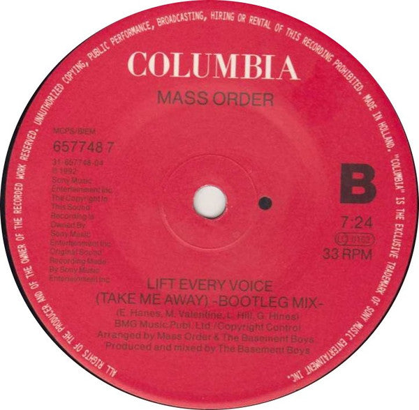 Mass Order : Lift Every Voice (Take Me Away) (7", Single)