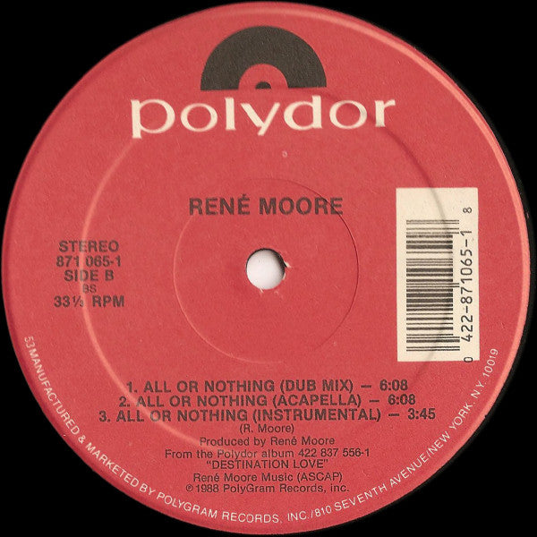 René Moore : All Or Nothing (12", Single)