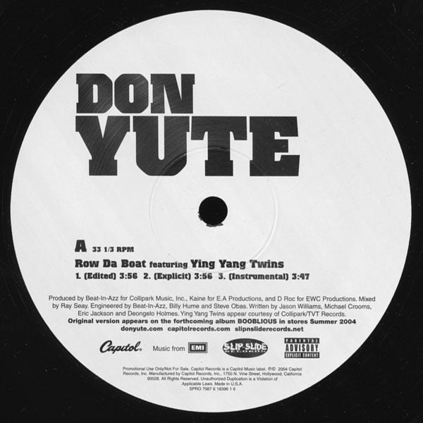 Don Yute : Row Da Boat (12", Promo)