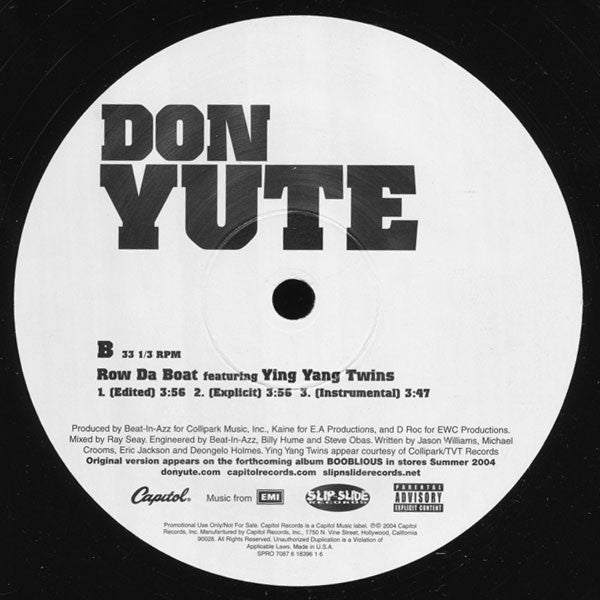 Don Yute : Row Da Boat (12", Promo)