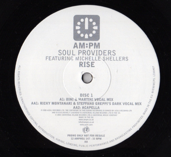 Soul Providers Featuring Michelle Shellers : Rise (2x12", Promo)
