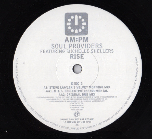 Soul Providers Featuring Michelle Shellers : Rise (2x12", Promo)