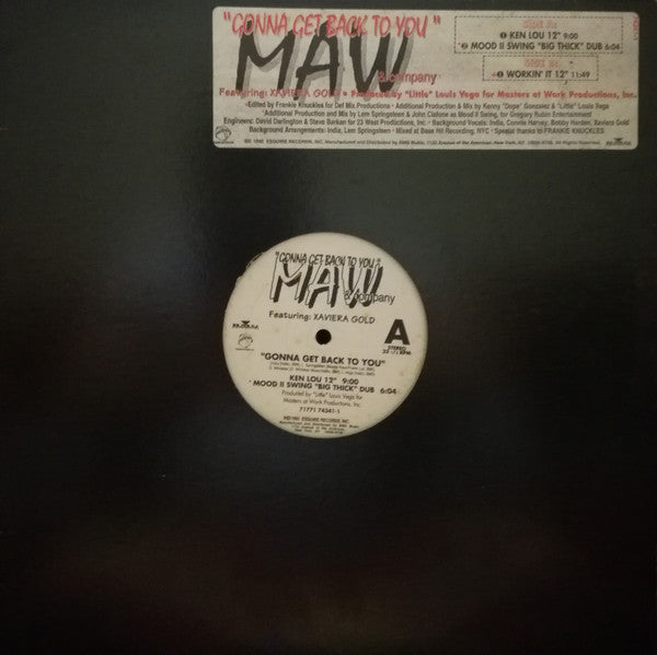 MAW & Company* Featuring: Xaviera Gold : Gonna Get Back To You (12")