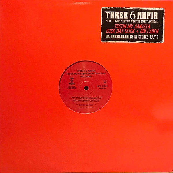 Three 6 Mafia : Testin My Gangsta / Buck Dat Click / Bin Laden (12")