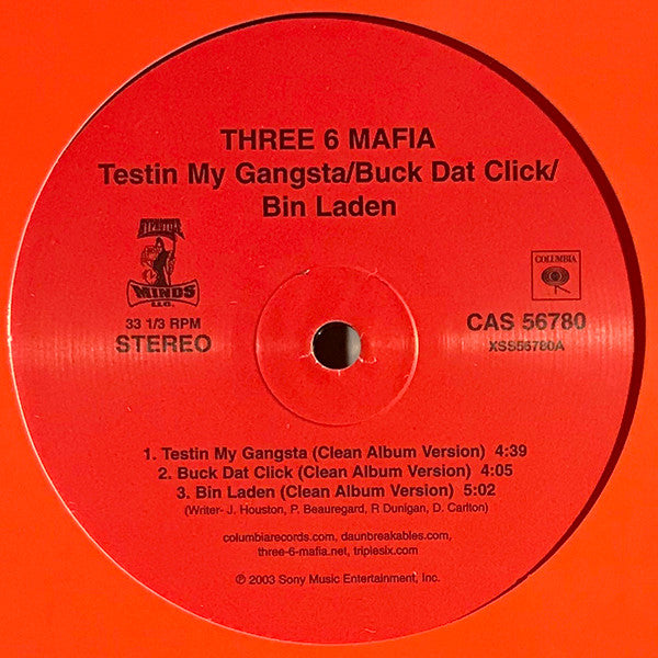 Three 6 Mafia : Testin My Gangsta / Buck Dat Click / Bin Laden (12")