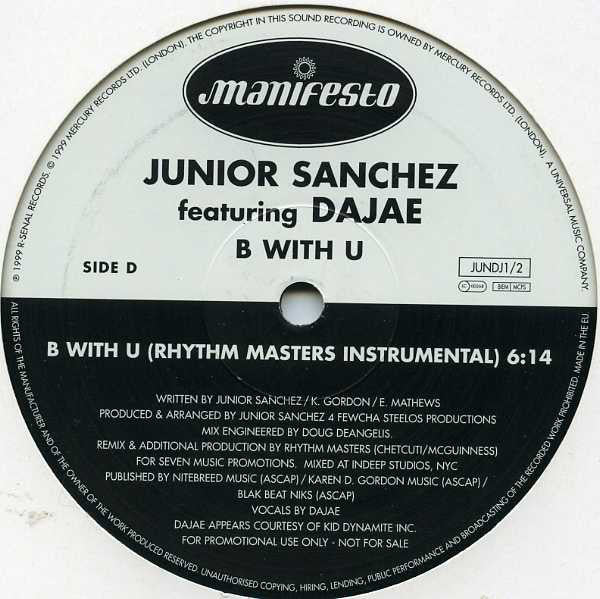 Junior Sanchez Featuring Dajae* : B With U (2x12", Promo)