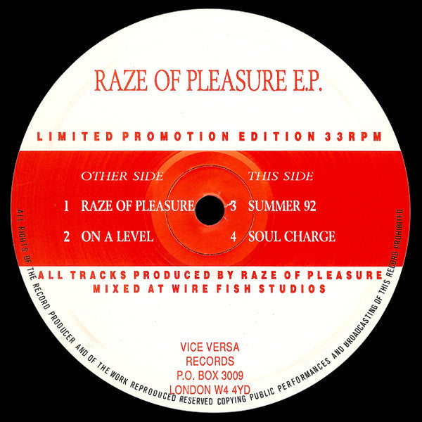 Raze Of Pleasure : Raze Of Pleasure E.P. (12", EP, Ltd, Promo)