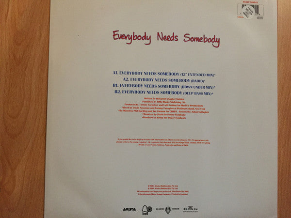 Nick Howard (2) : Everybody Needs Somebody (12", Single)