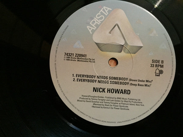 Nick Howard (2) : Everybody Needs Somebody (12", Single)