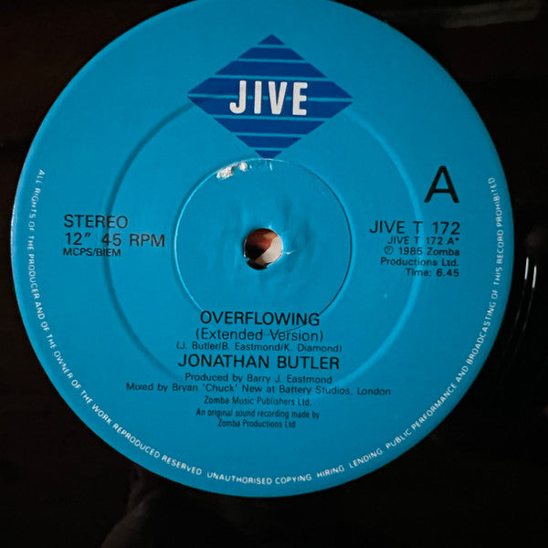Jonathan Butler : Overflowing (12", Single)