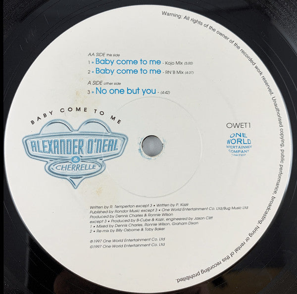 Alexander O'Neal & Cherrelle : Baby Come To Me (12")