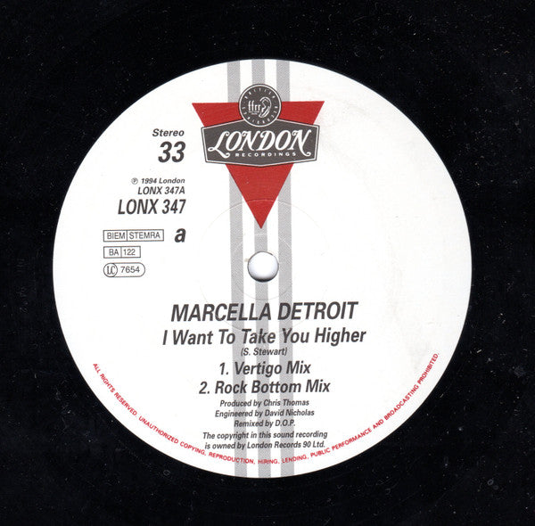 Marcella Detroit : I Want To Take You Higher / I Believe (12")