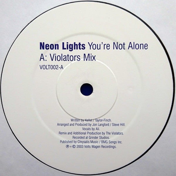 Neon Lights : You're Not Alone (12", Single)