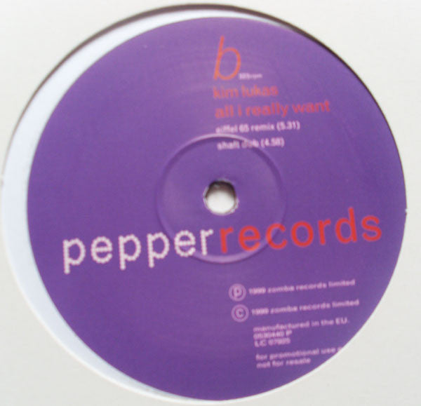 Kim Lukas : All I Really Want (12", Promo)